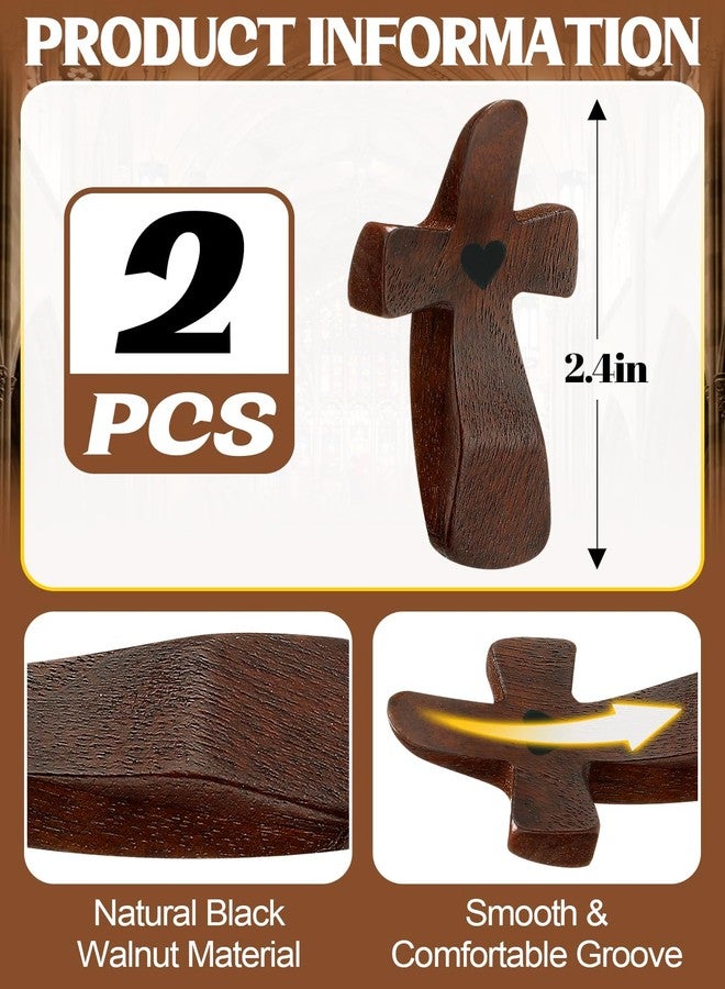 Acostop Handmade Wooden Cross Stress Relief Christians Gifts for Women Men, 2pcs - Image 5